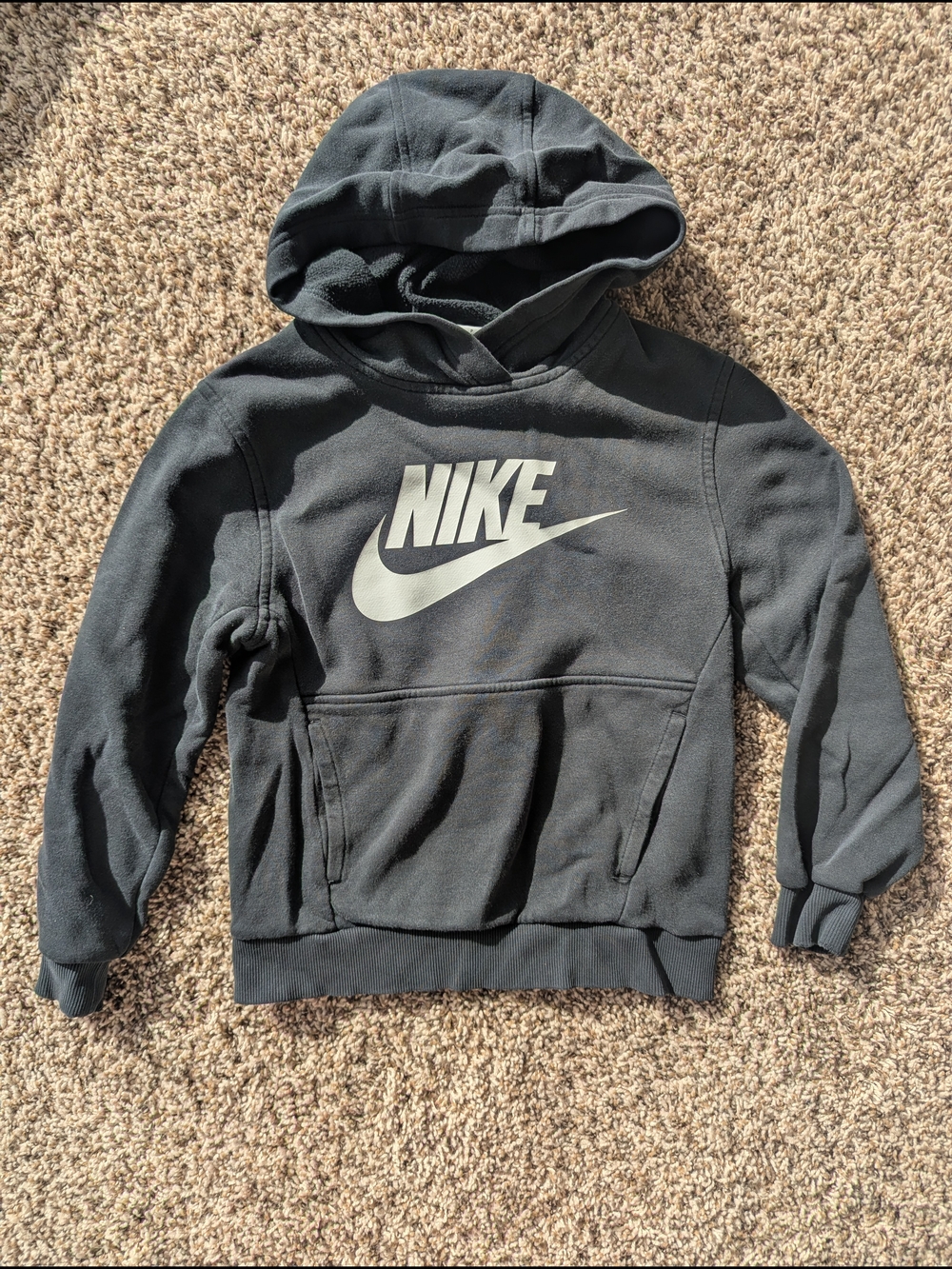 Nike Kids Charcoal Hoodie with White Swoosh
